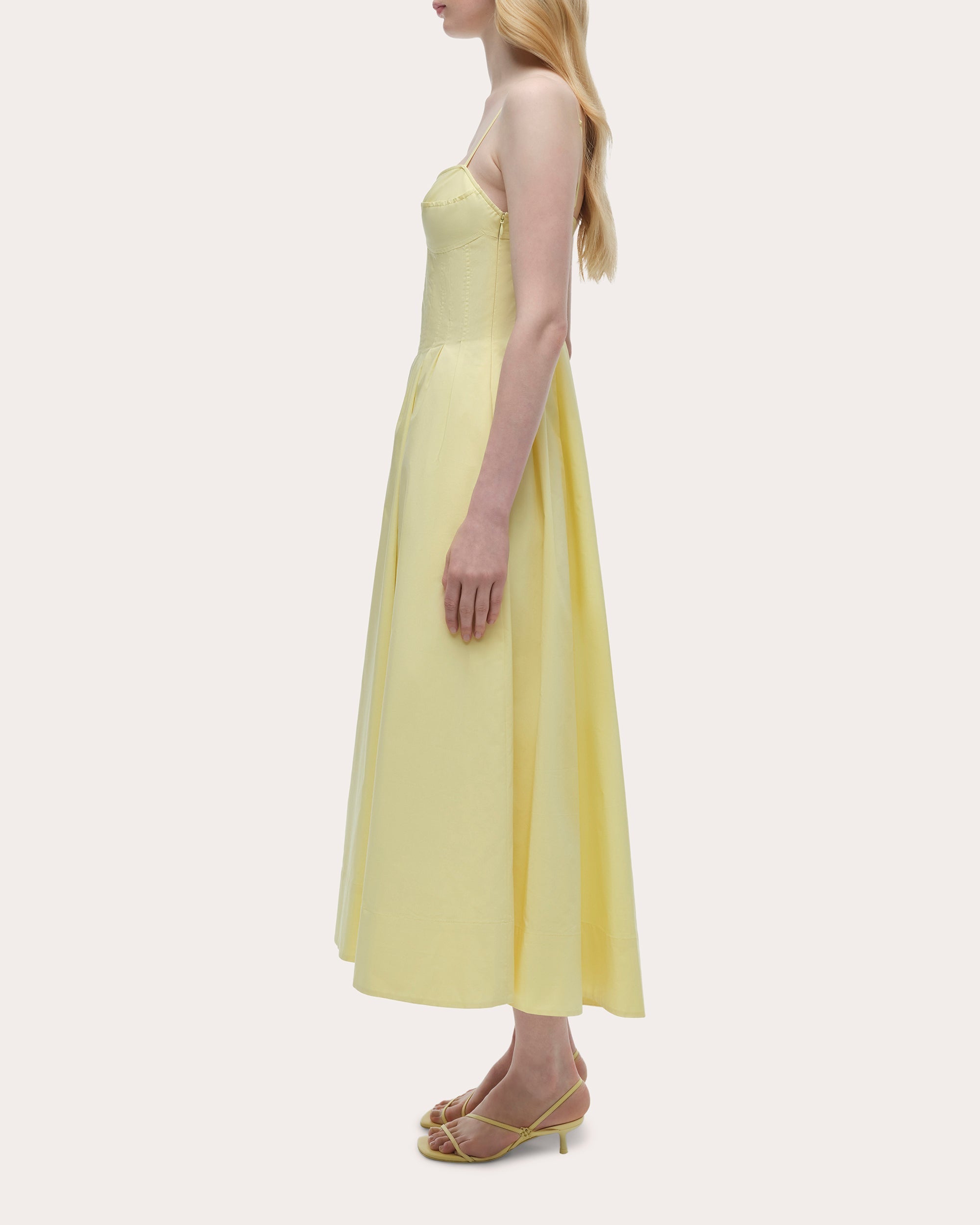 Kittiya Poplin Pleated Bustier Midi Dress