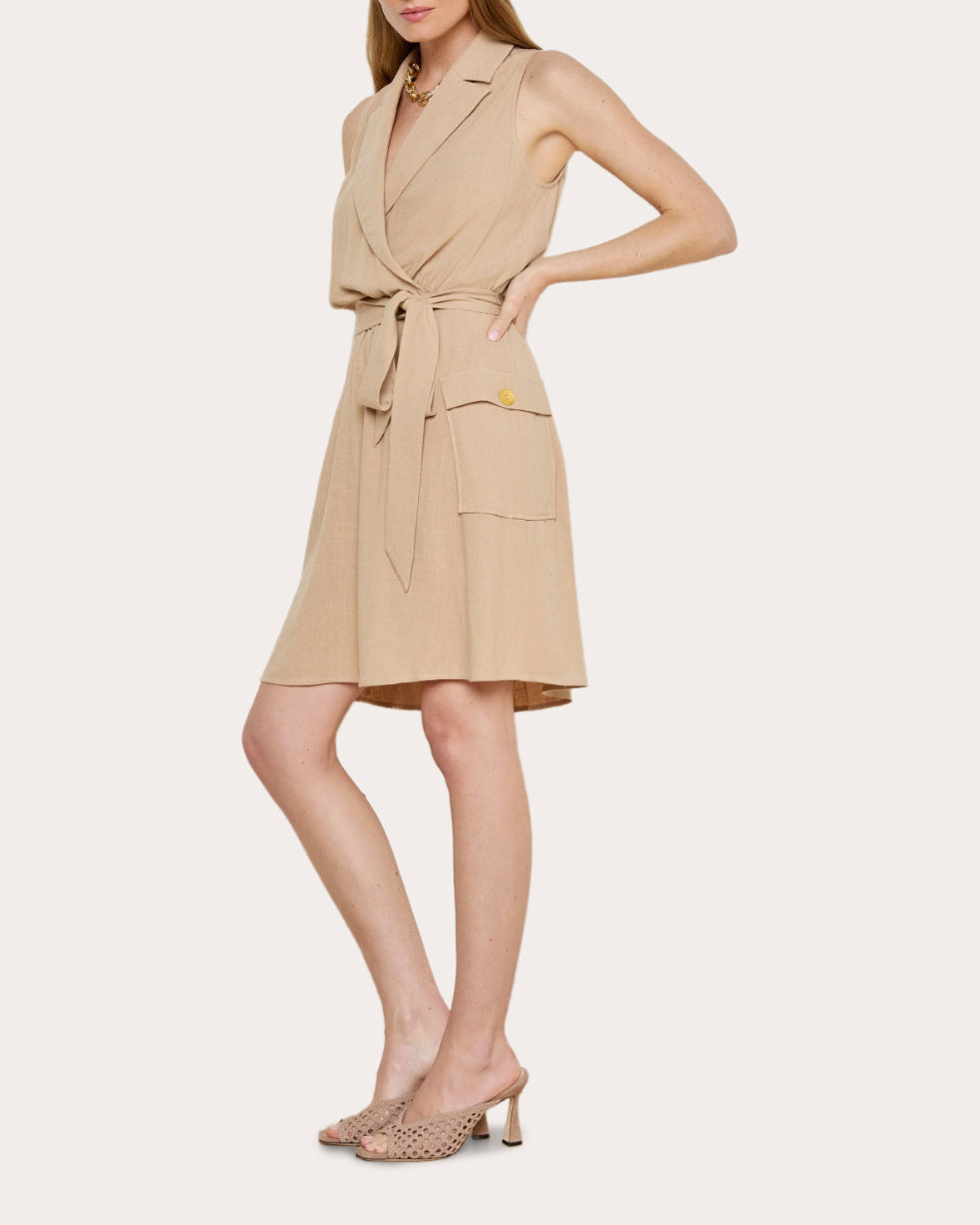 Cosima Belted Linen-Blend Wrap Dress