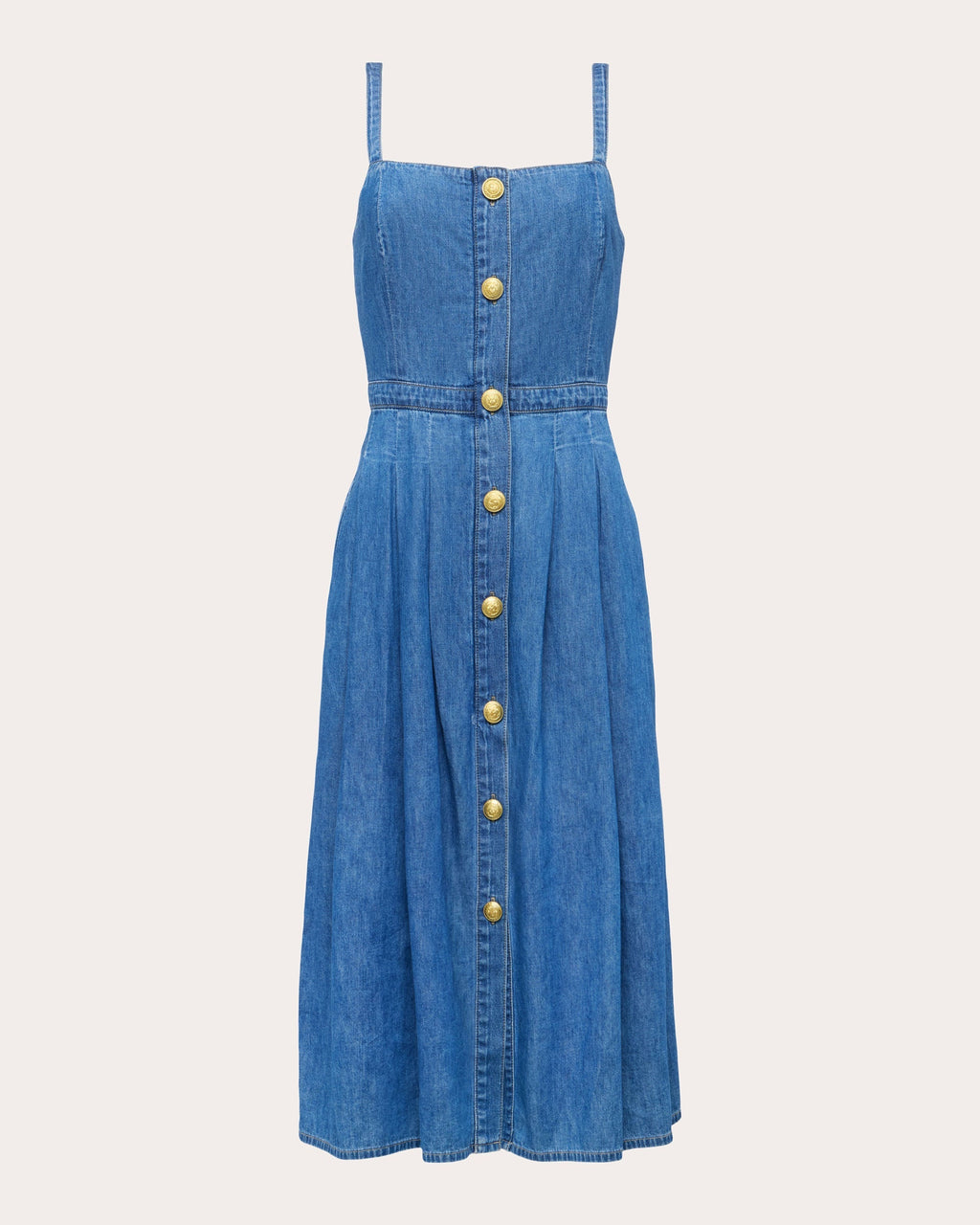 Esmeralda Cotton Chambray Pinafore Midi Dress