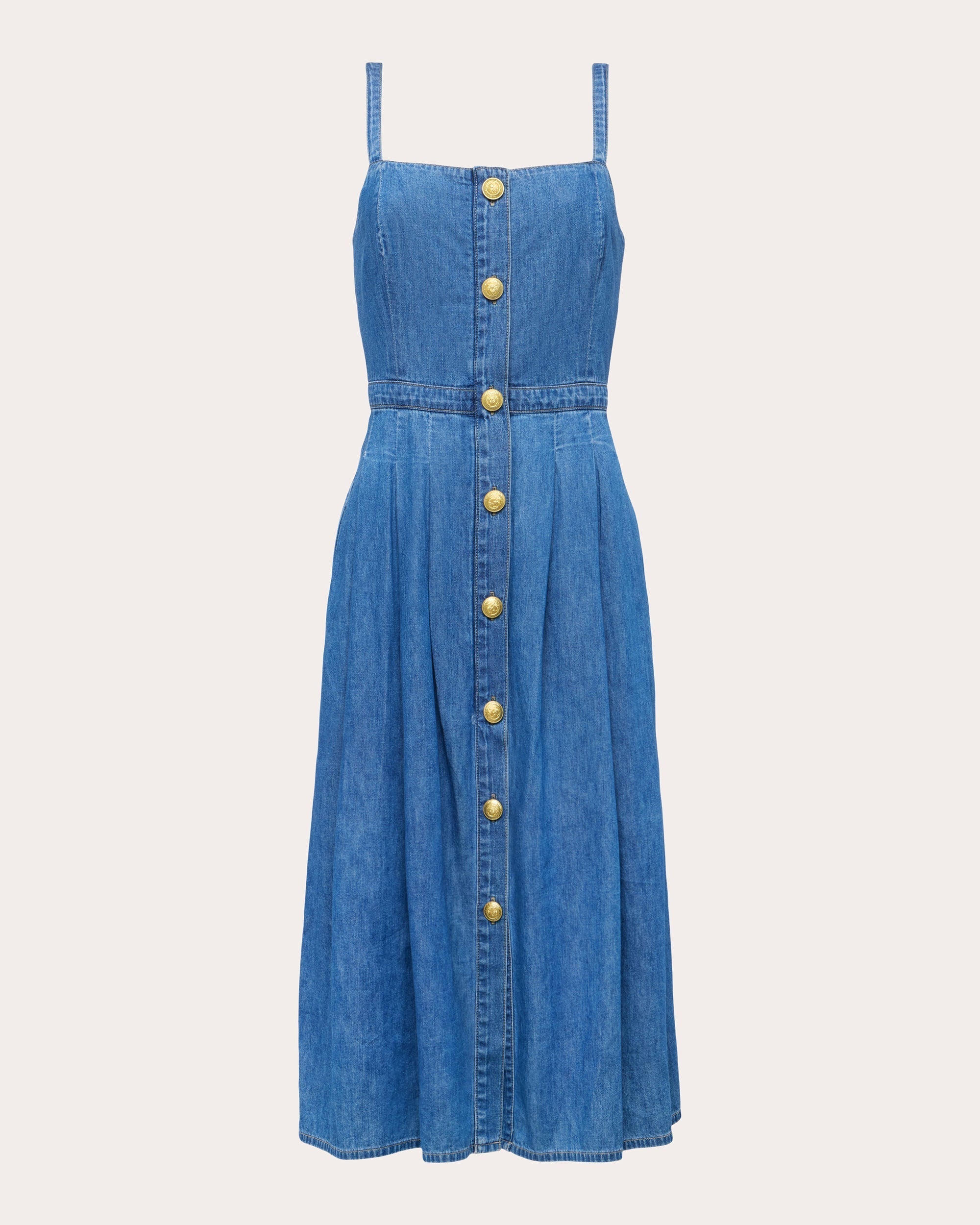 Esmeralda Cotton Chambray Pinafore Midi Dress