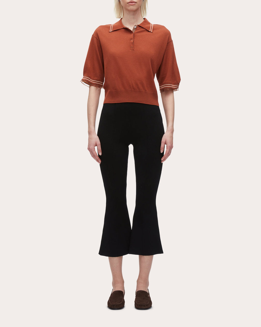 Cropped Organza-Trimmed Wool Polo Shirt