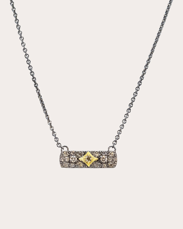 18K Gold Blackened Sterling Silver and Diamond Crivelli Necklace