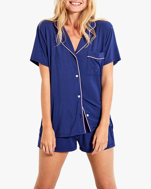 Navy Bedshort Pajama Set