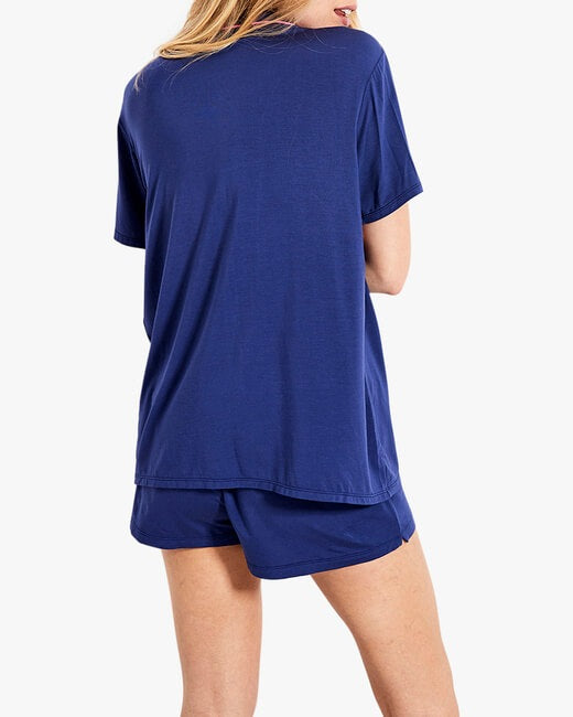 Navy Bedshort Pajama Set