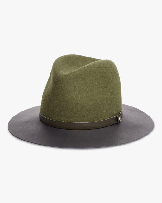 Floppy Leather-Brim Wool Hat