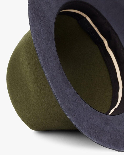 Floppy Leather-Brim Wool Hat