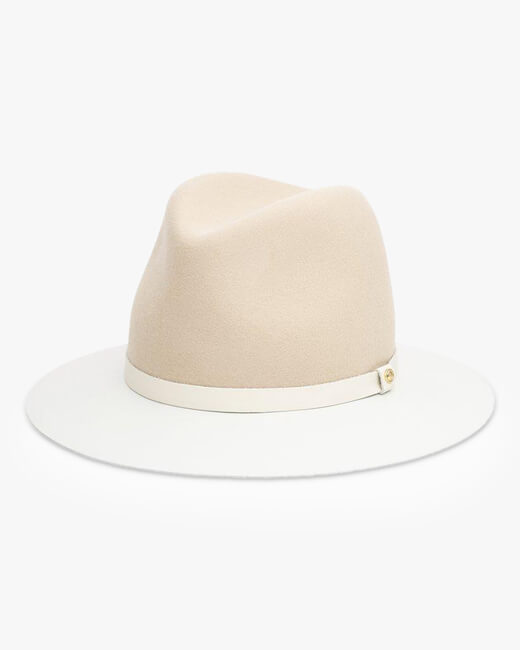 Floppy Leather-Brim Wool Hat