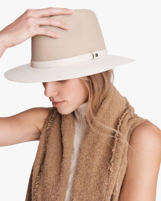 Floppy Leather-Brim Wool Hat