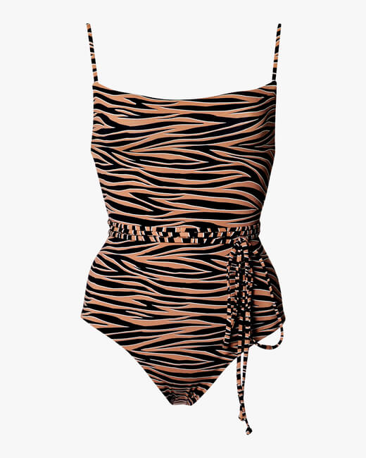 Tiger Print K.M. Tie One-Piece Swimsuit