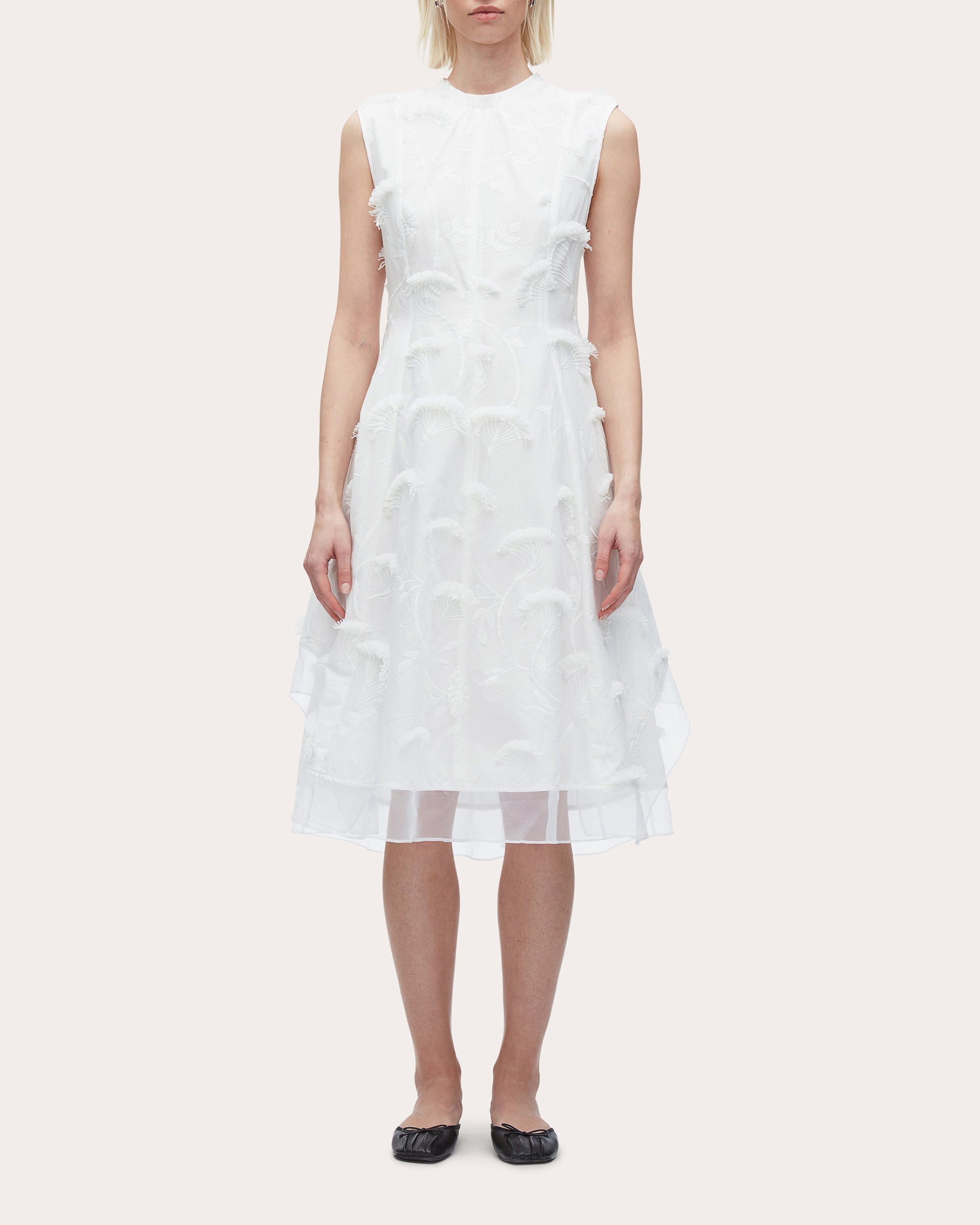 Floral Fil-Coupé Cotton Organza Midi Dress