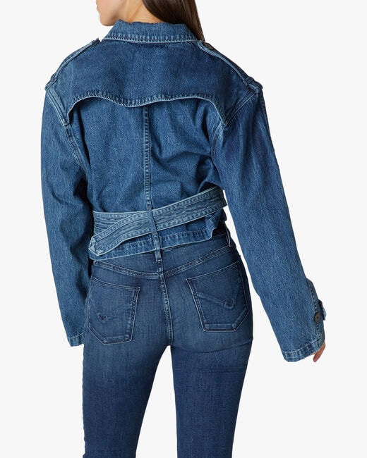 Cropped Trench Denim Jacket