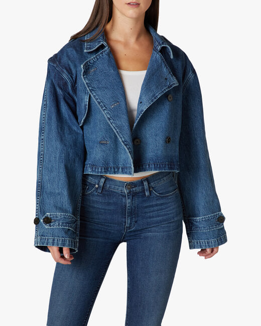 Cropped Trench Denim Jacket