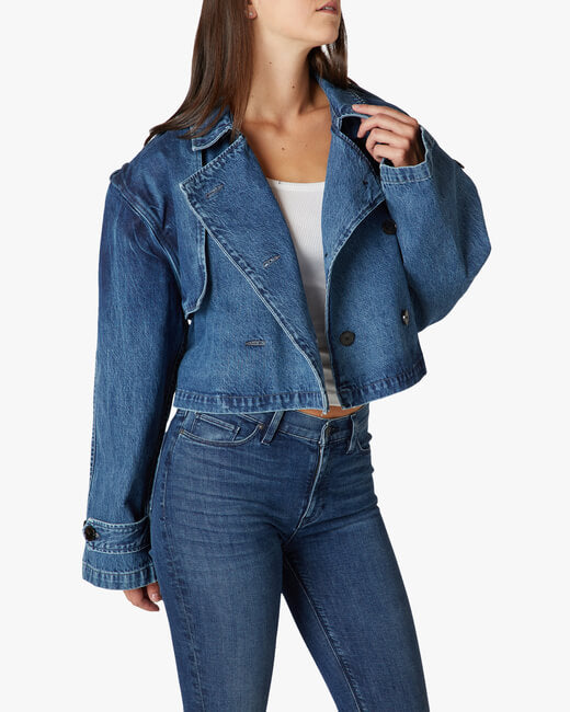 Cropped Trench Denim Jacket