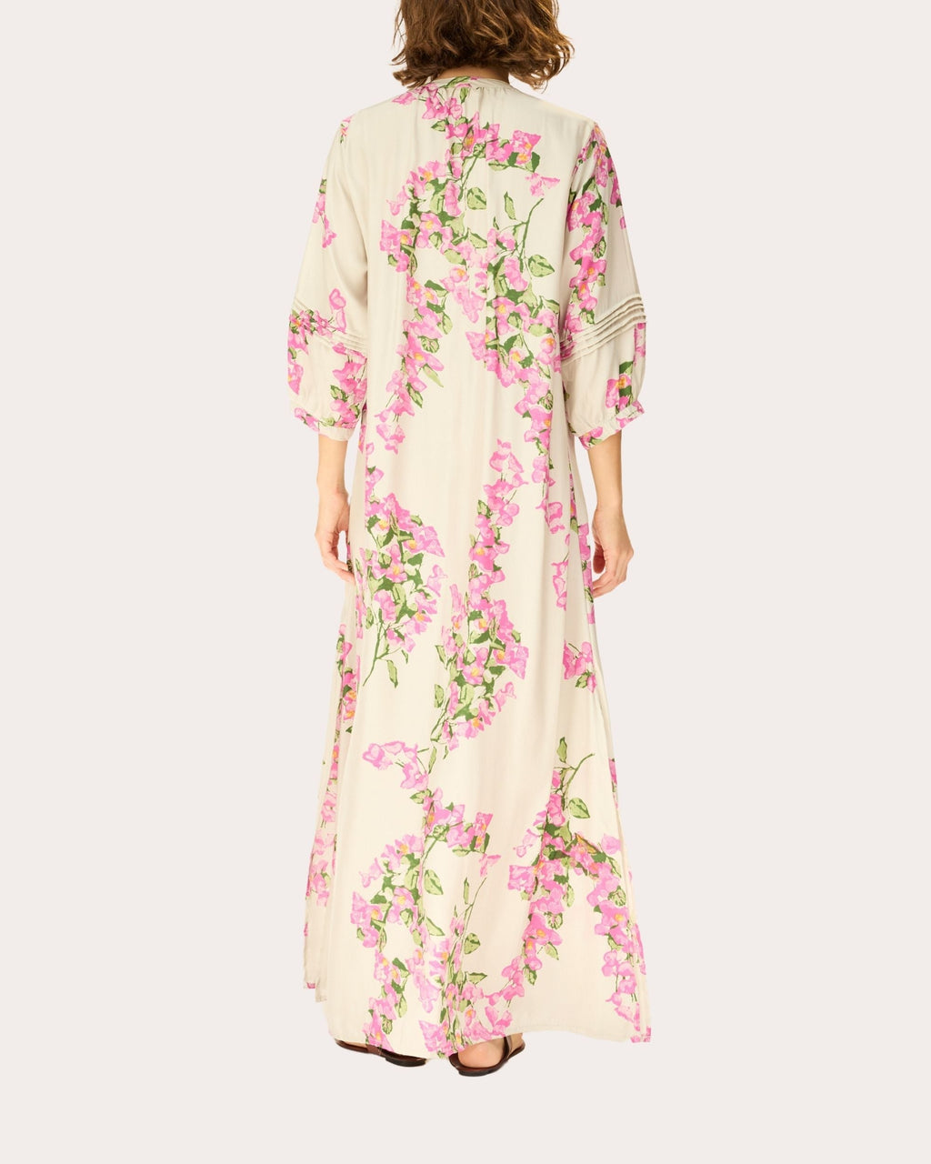 Sammie Floral Silk Pleated Button-Front Maxi Dress