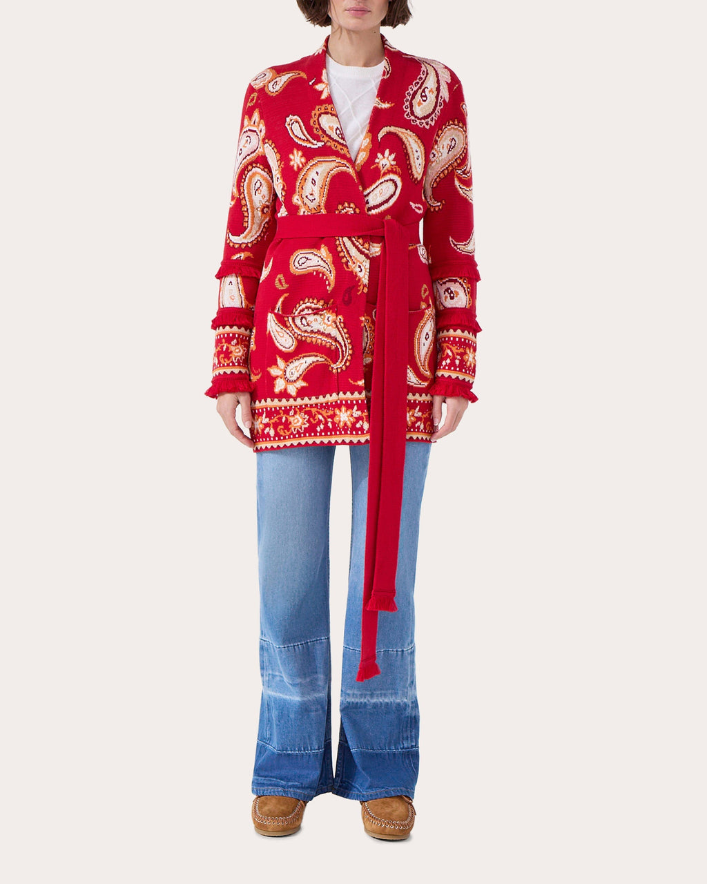 Jimi Belted Paisley Cotton-Jacquard Cardigan