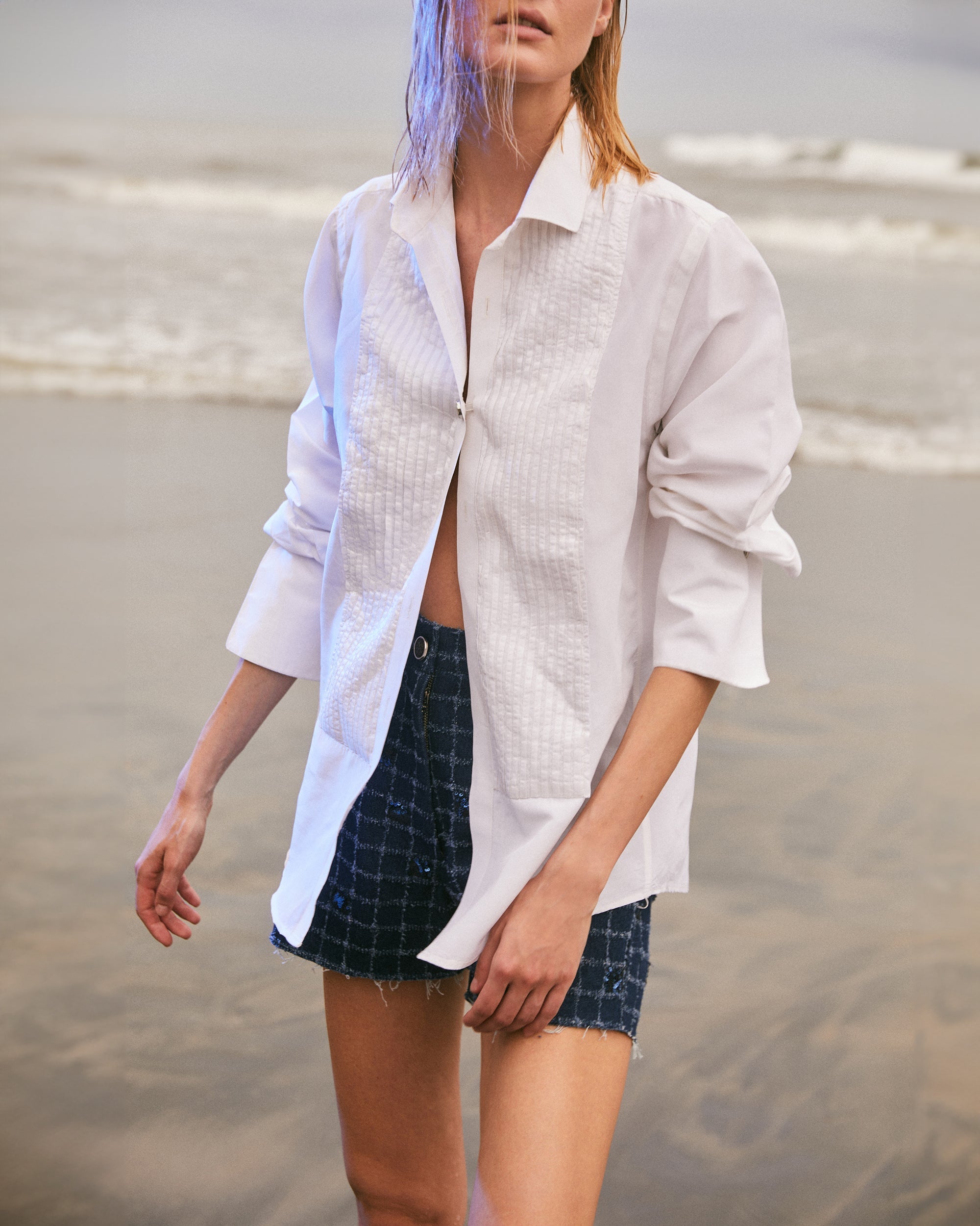 Pintucked Silk-Taffeta Tuxedo Shirt