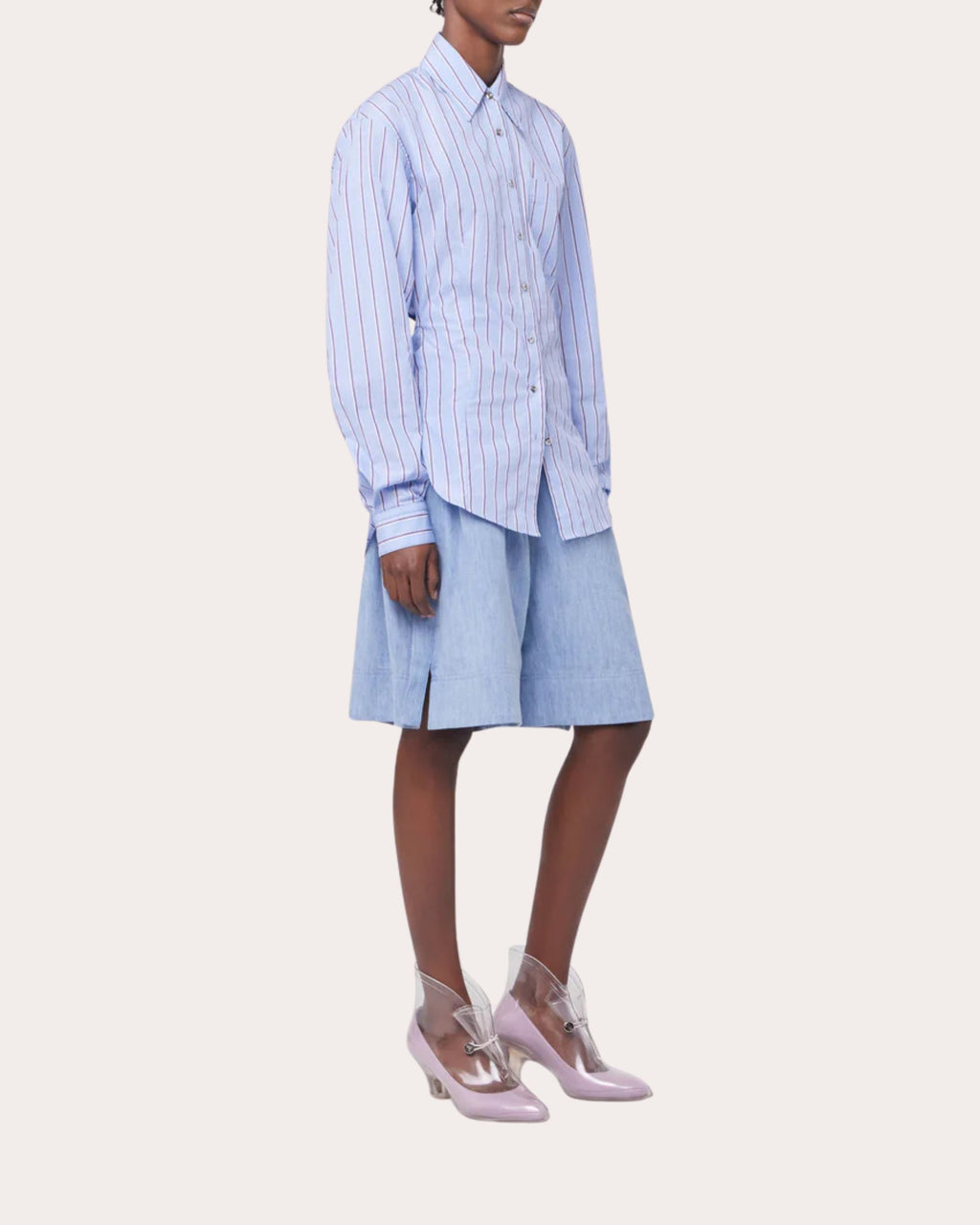 Striped Tie-Back Cotton Shirt