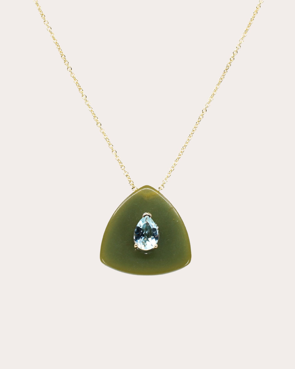 Eden 14K Gold Aquamarine and Bakelite Pendant Necklace
