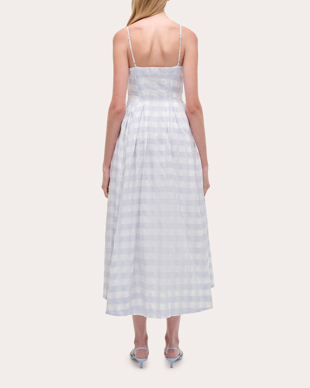 Kittiya Gingham Cotton Fil-Coupe Pleated Midi Dress