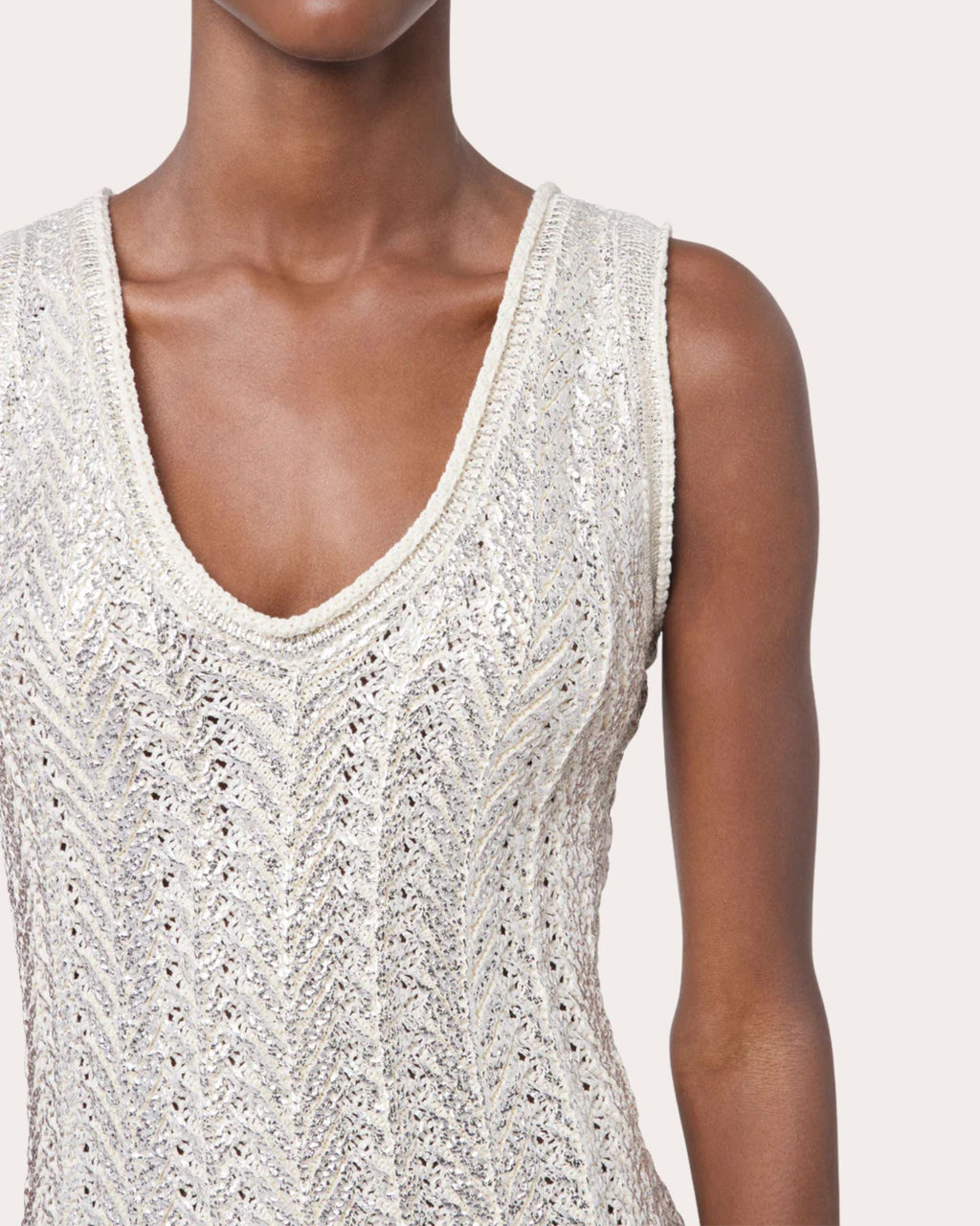 Metallic Crochet Knit Mini Dress