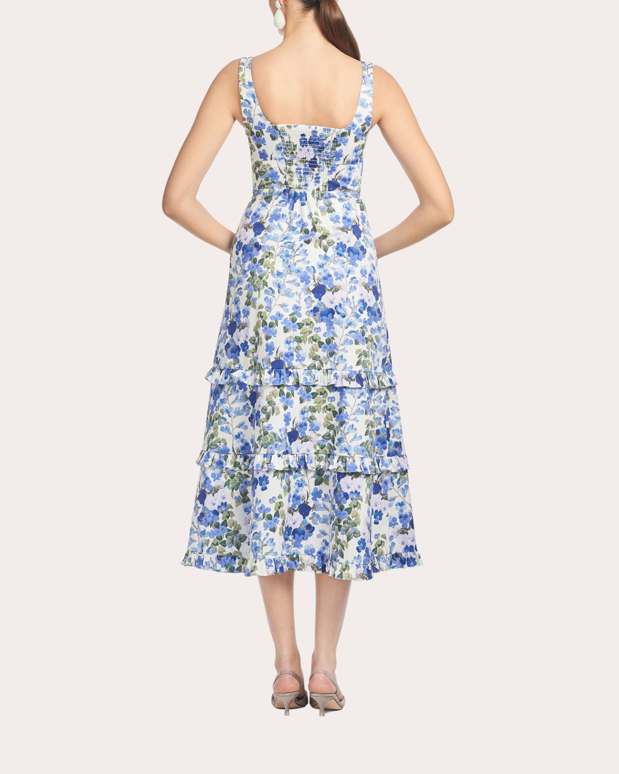 Caterina Floral Print Stretch-Cotton Midi Dress