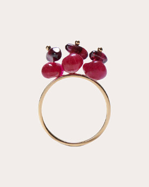 Gummy 18K Gold Garnet and Pink Aventurine Ring