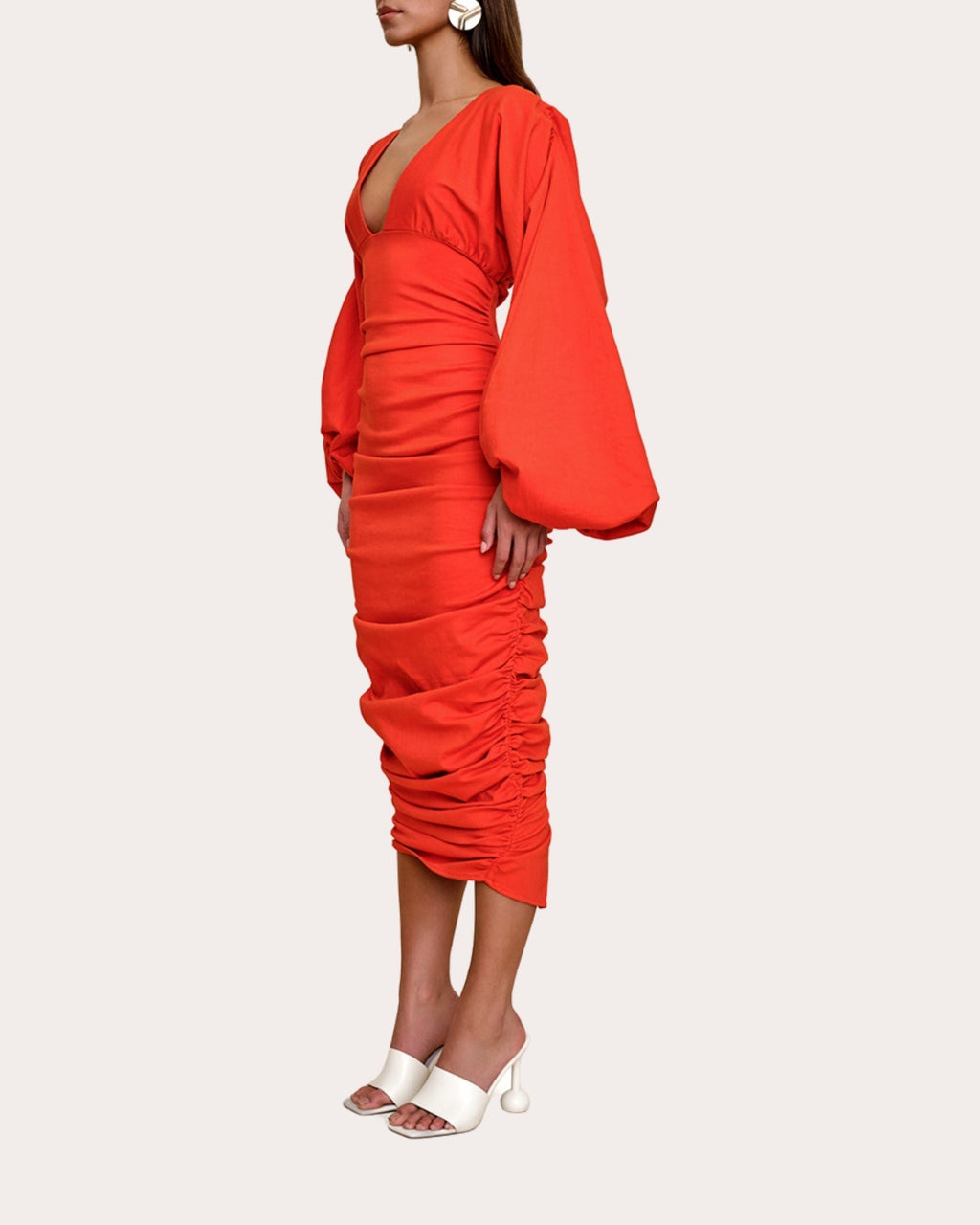 Anida Gathered Stretch-Cotton Corset Midi Dress