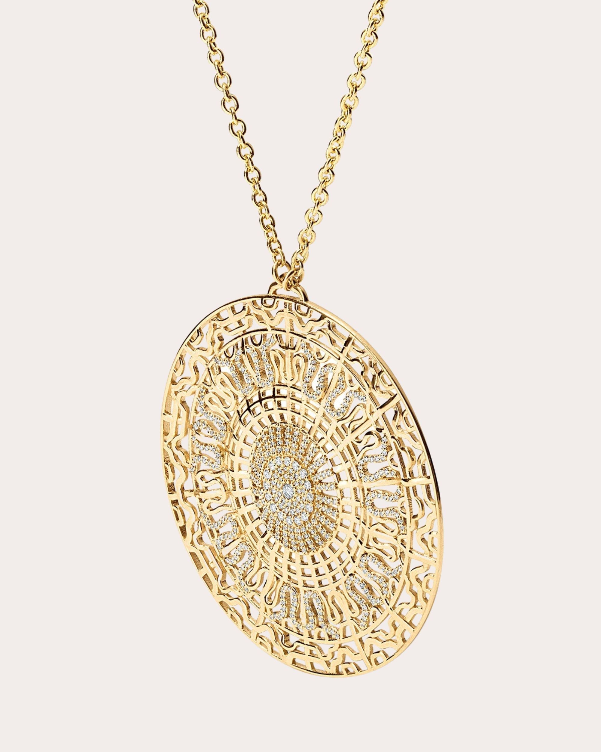 528Hz Frequency 14K Gold Diamond Pendant Necklace