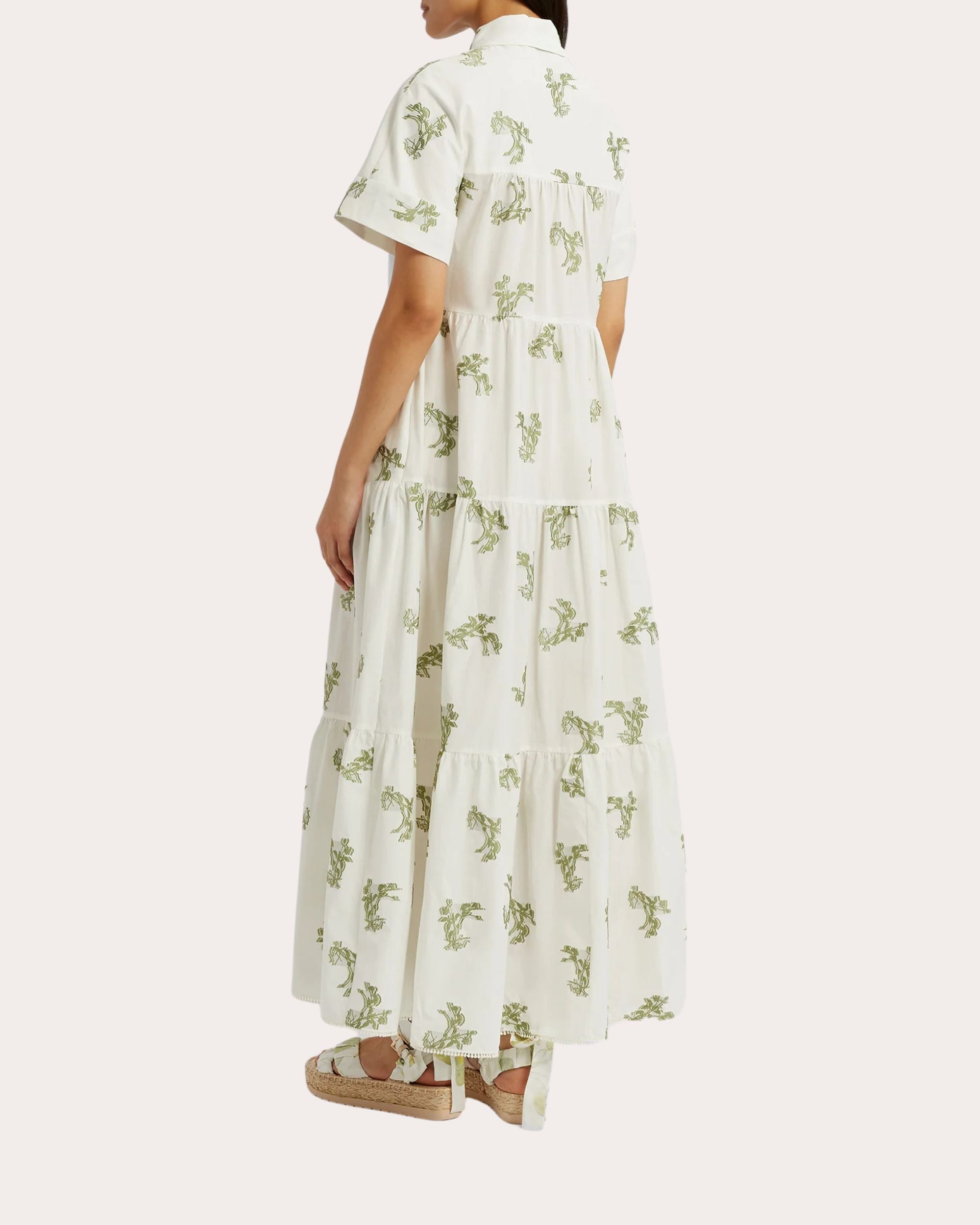 Floral Pattern Cotton Midi Shirt Dress