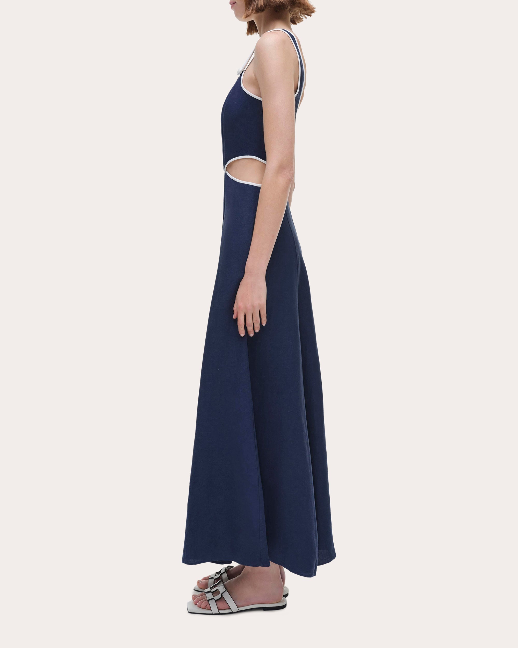 Amren Cutout Linen-Blend Midi Dress