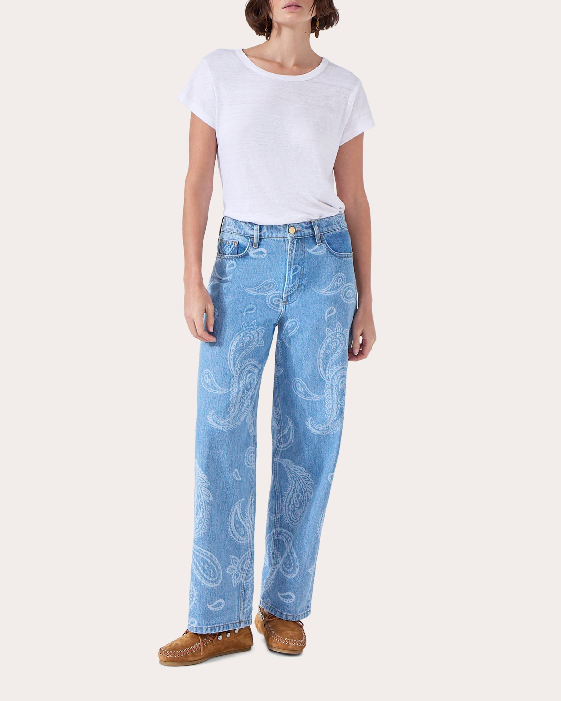 Jimi Paisley-Print Boyfriend Jeans