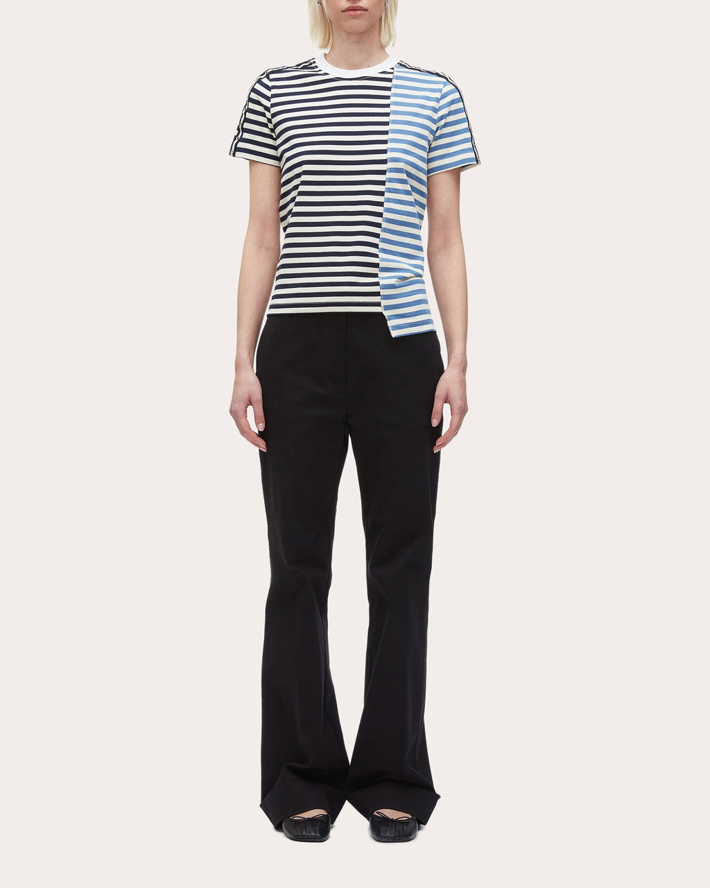 Asymmetric Striped Cotton Jersey T-Shirt