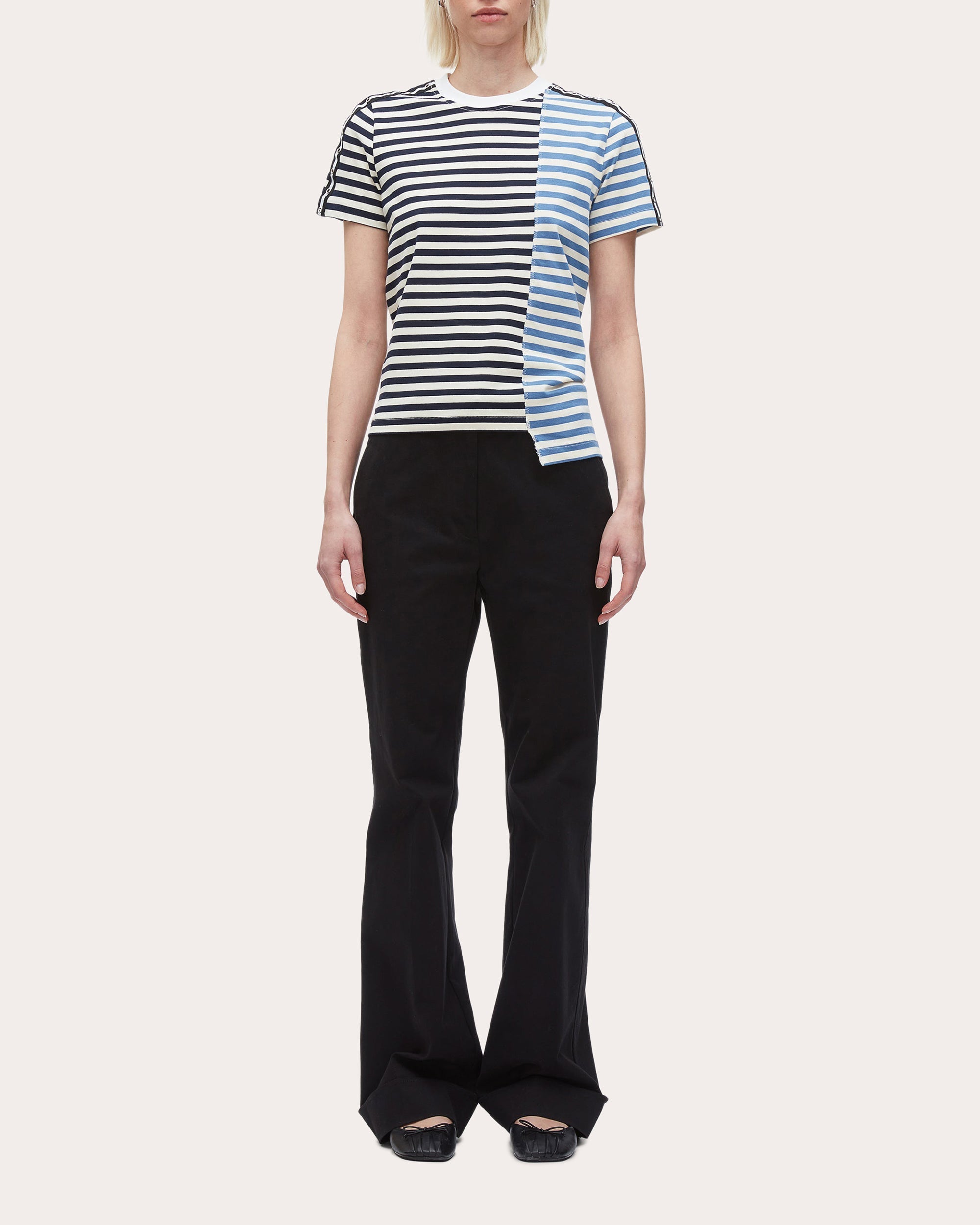 Asymmetric Striped Cotton Jersey T-Shirt