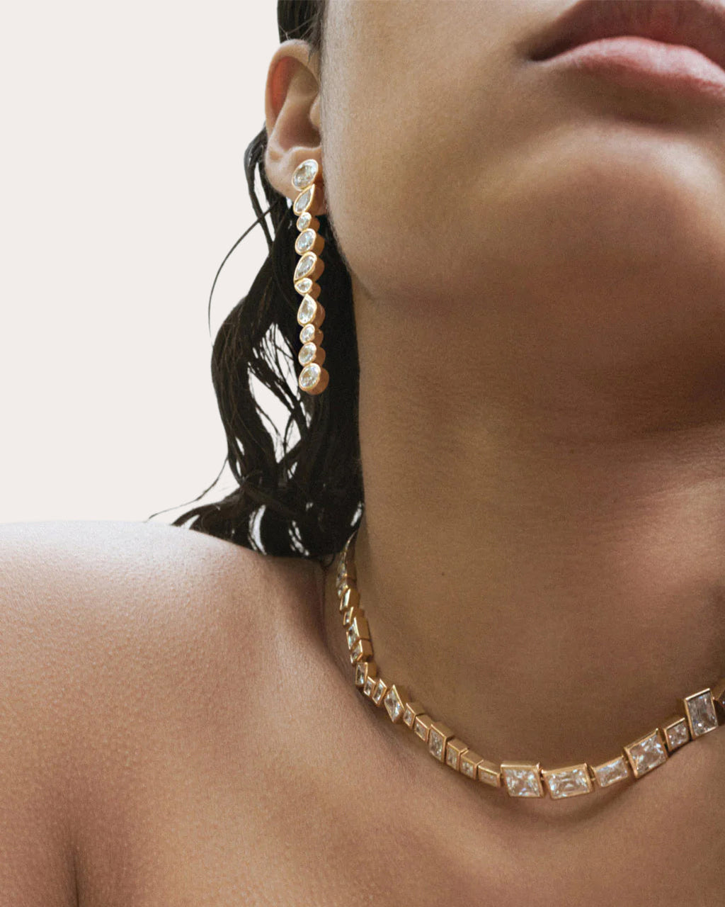 The Pull of Two Gravitational Forces 18K Gold-Plated Silver and Cubic Zirconia Earrings