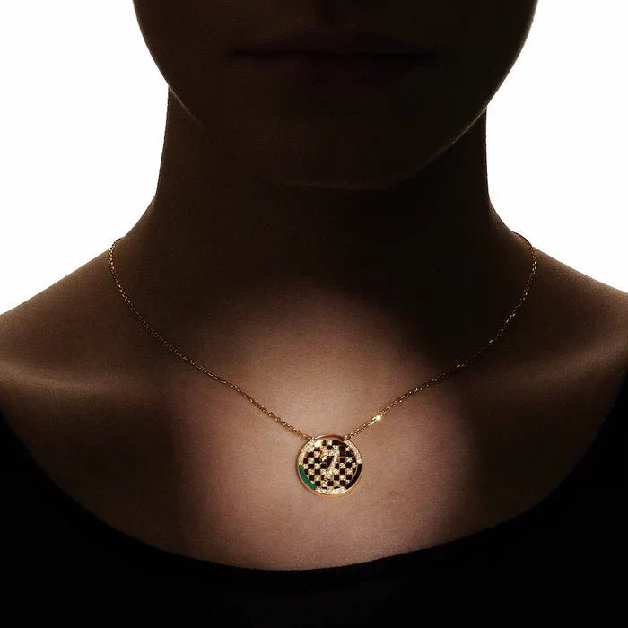 Médaille Chess 18K Gold Lacquer and Lab-Grown Diamond Pendant Necklace