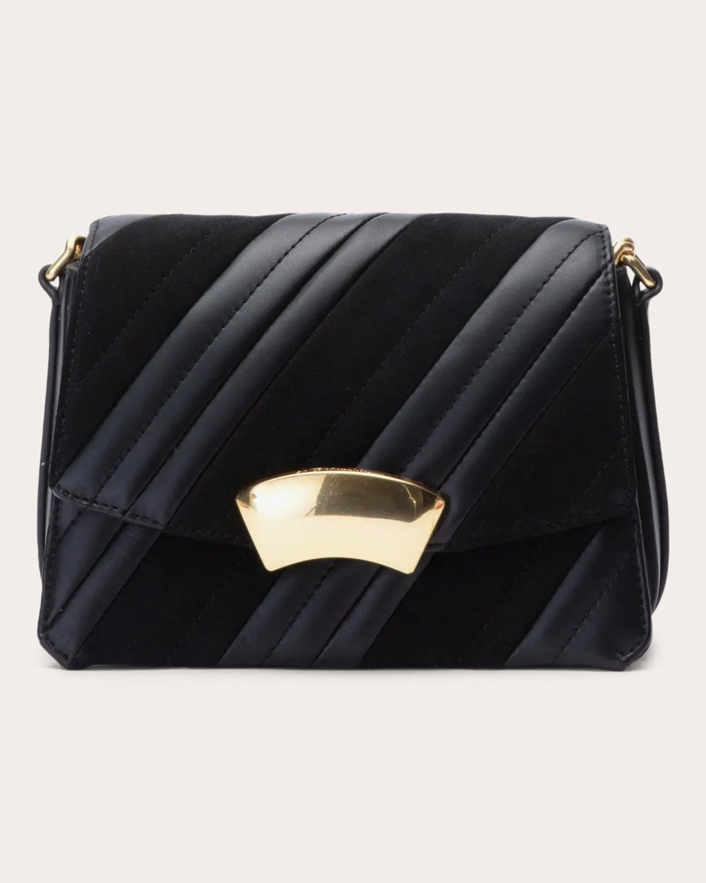 ID Paneled Quilted Leather & Suede Shoulder Bag