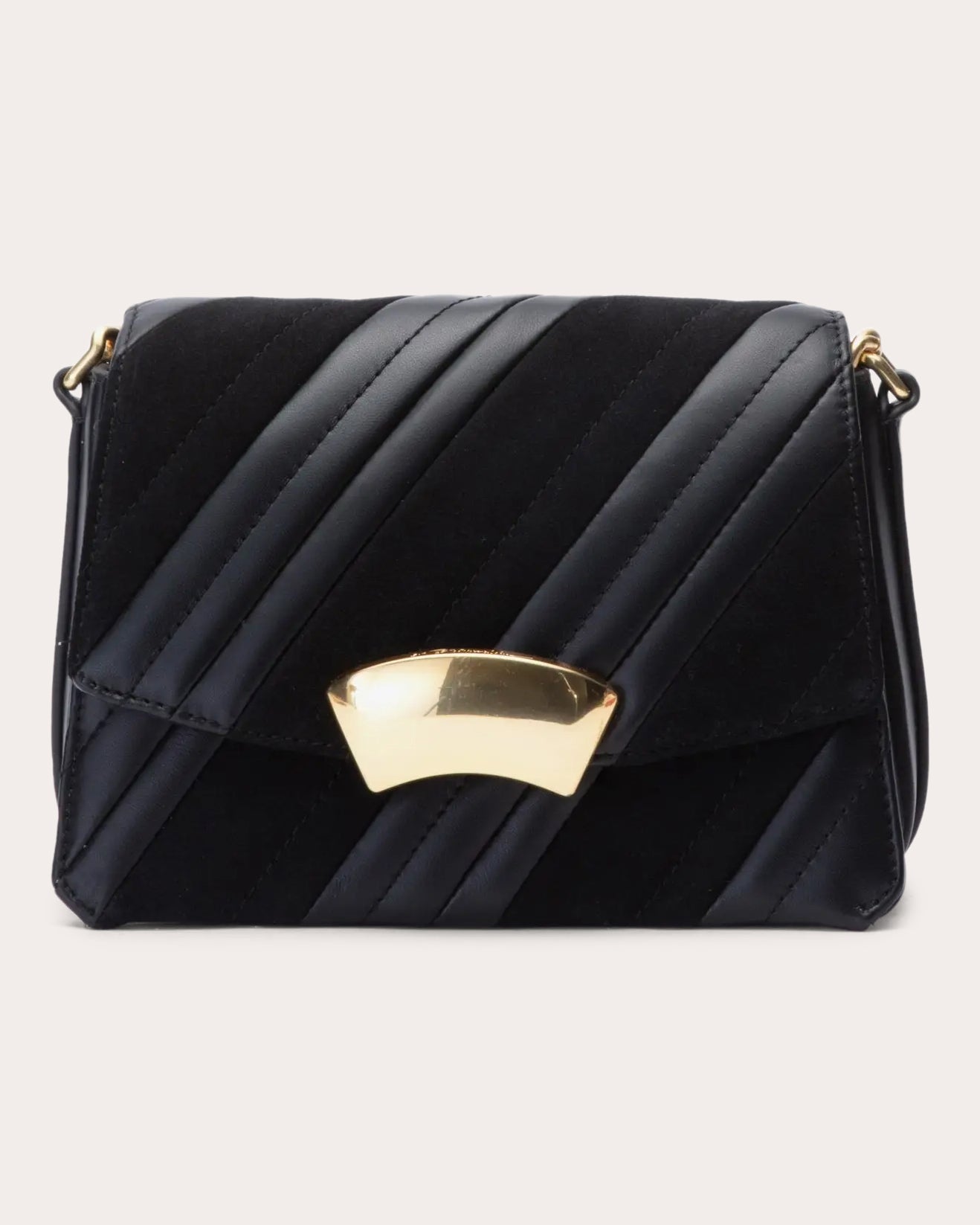 ID Paneled Quilted Leather & Suede Shoulder Bag