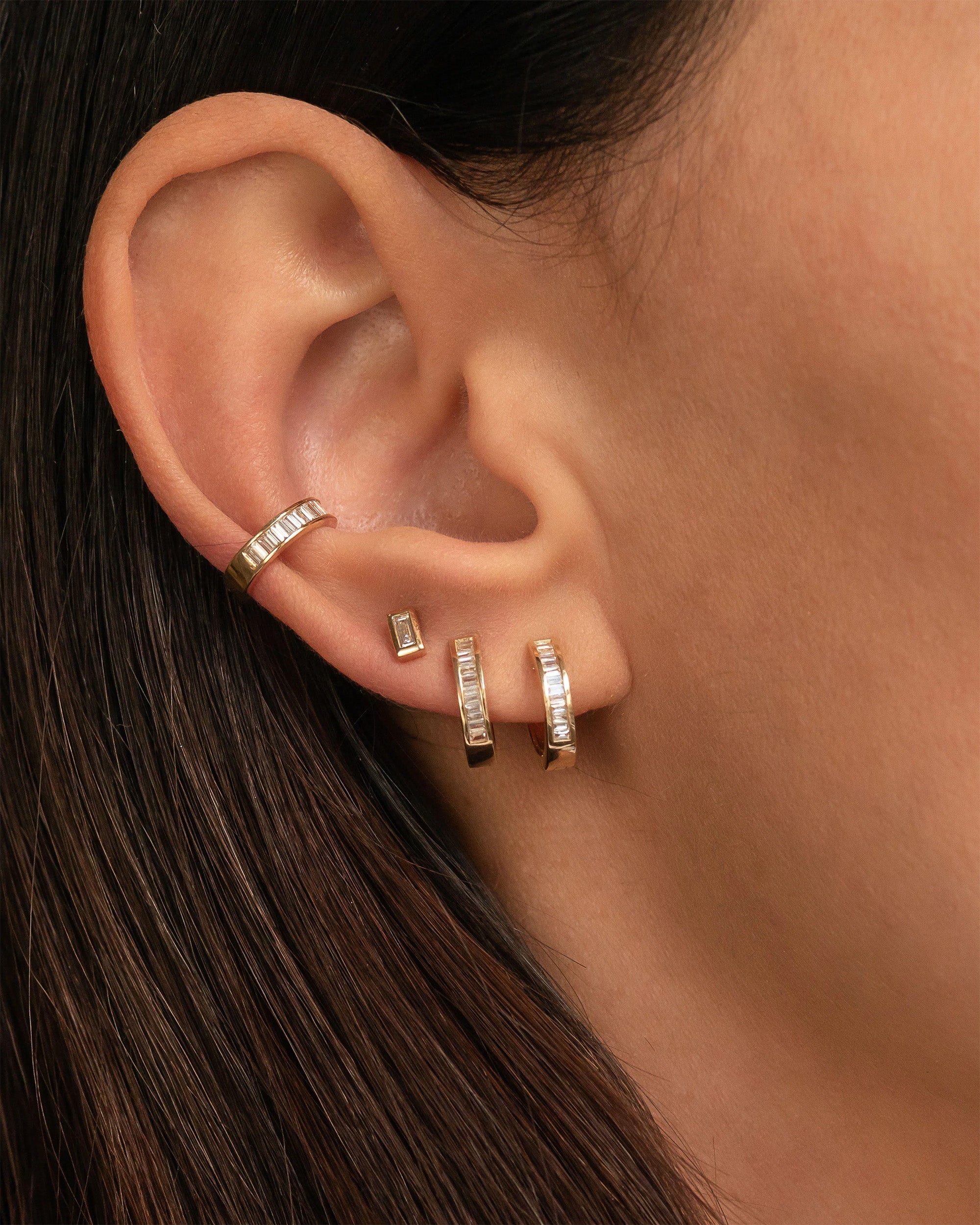 14K Gold Diamond Hoop Earrings