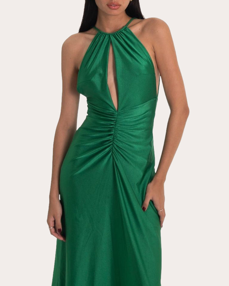 Edda Gathered Jersey Cutout Gown