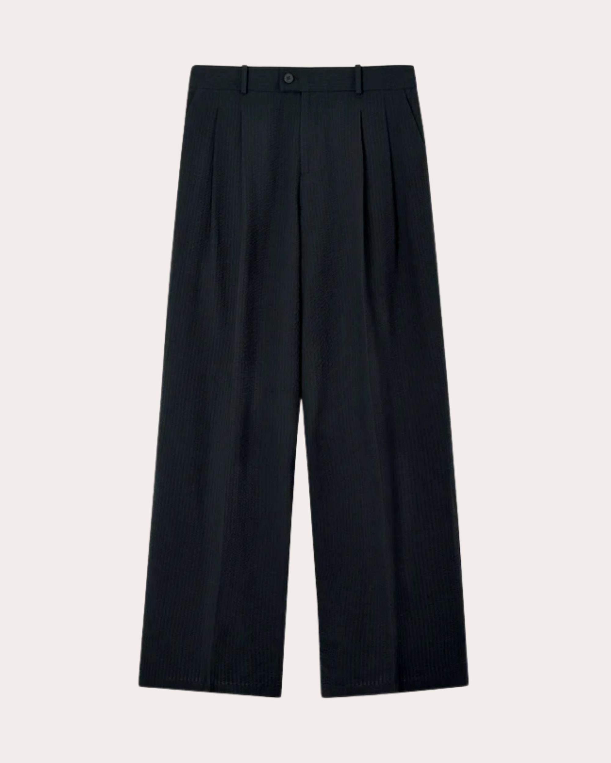 Rampling Cotton Seersucker Wide-Leg Trousers