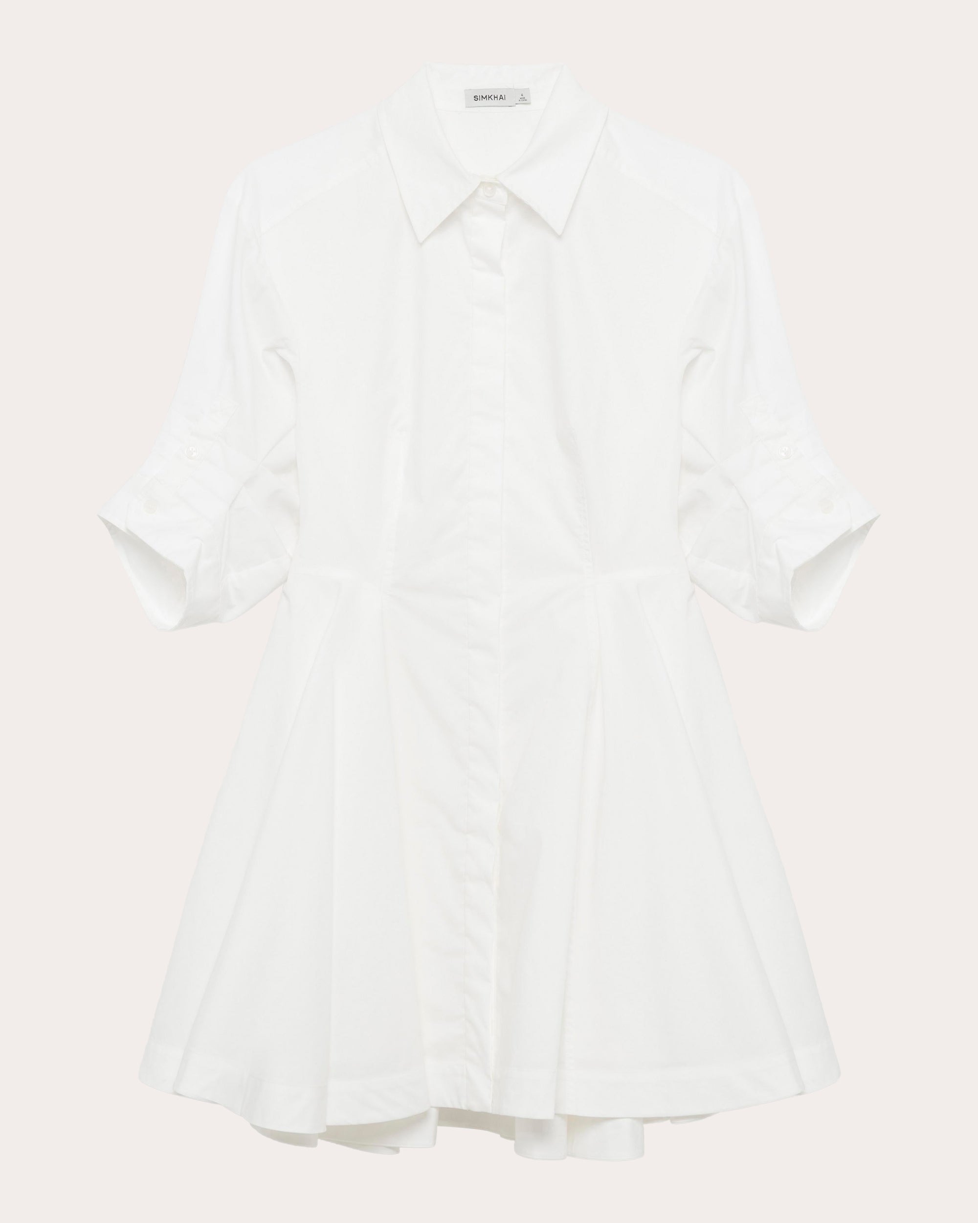 Jazzie Pleated Cotton Poplin Mini Shirt Dress