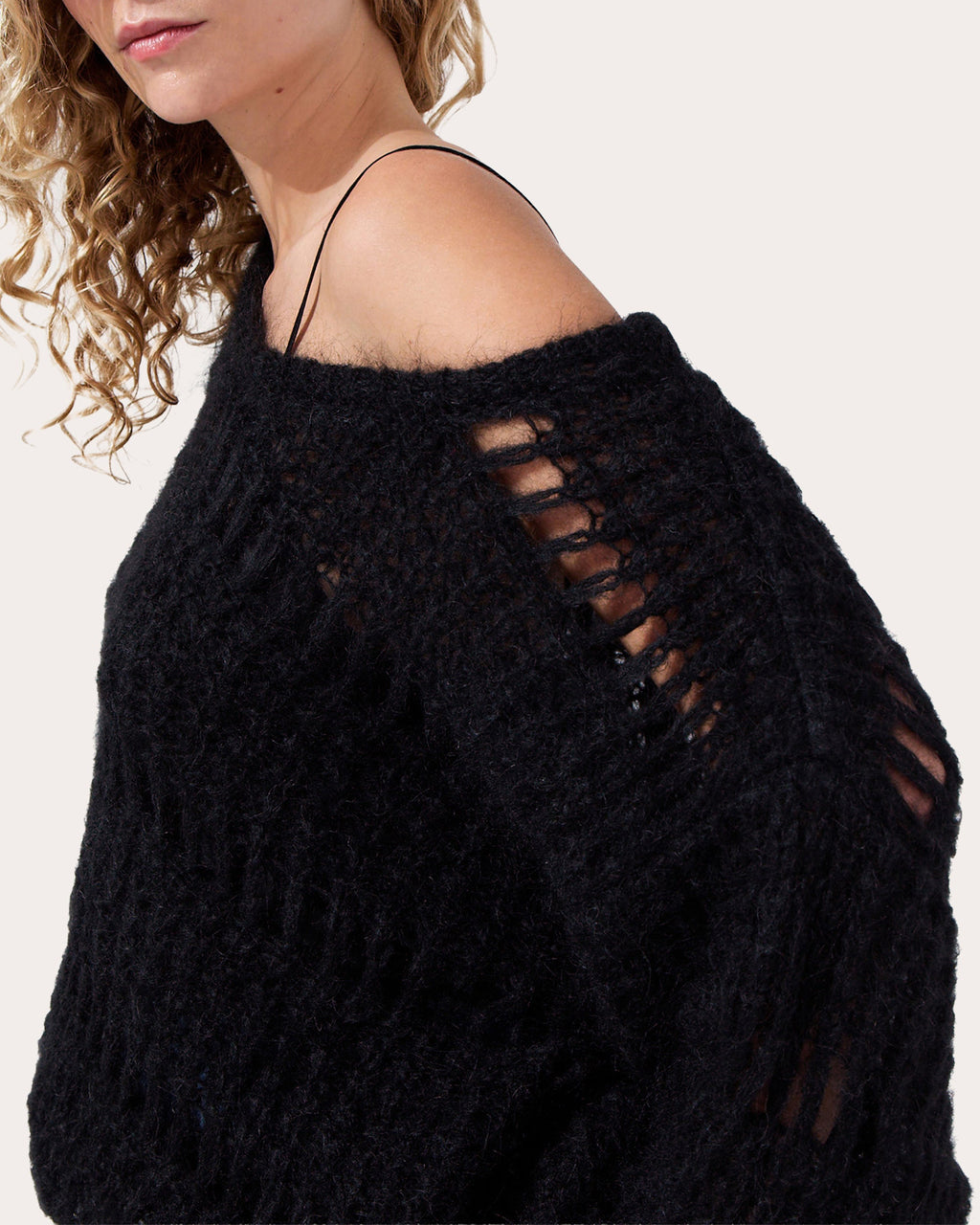Gwen Open-Knit Mohair Blend Sweater