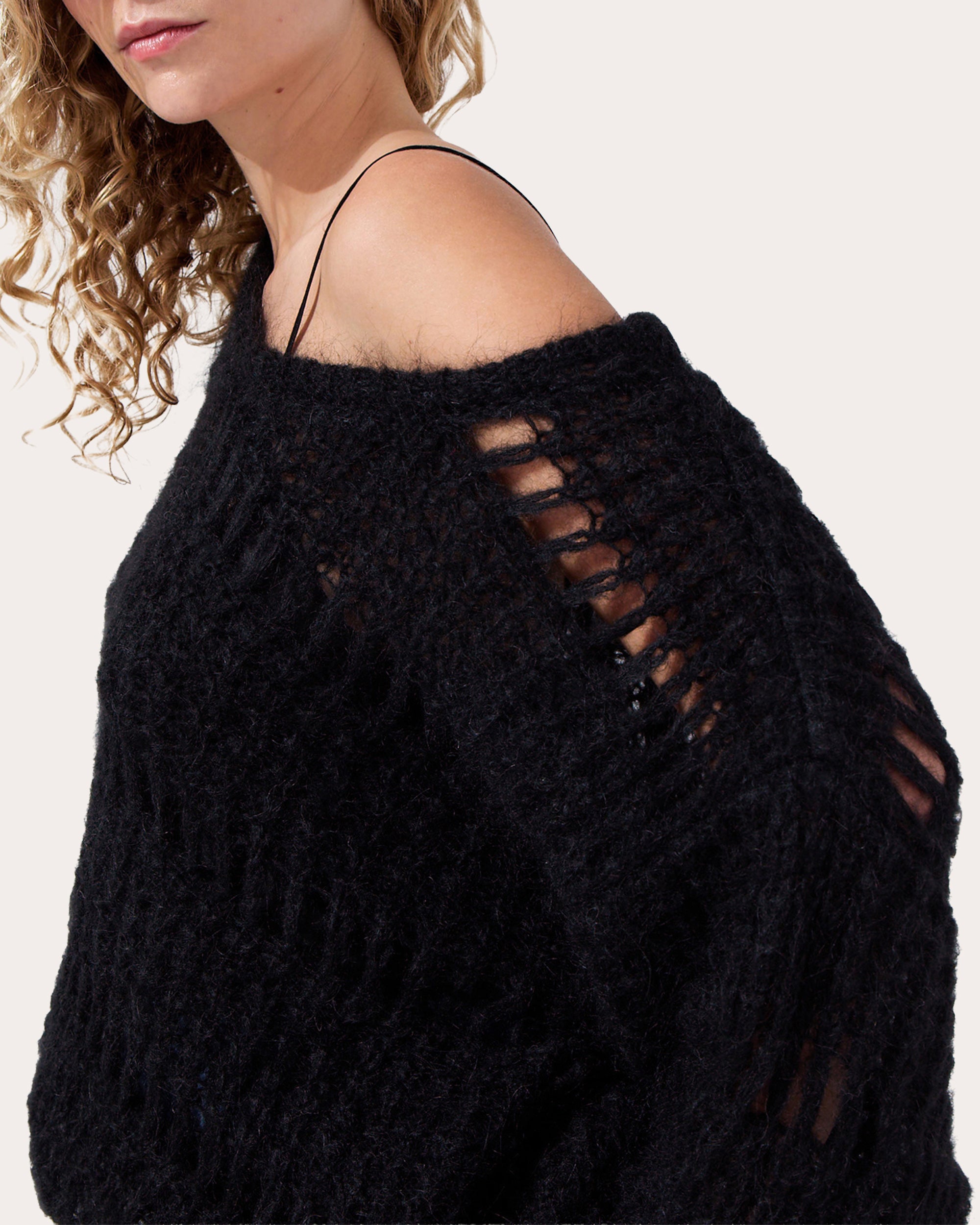 Gwen Open-Knit Mohair Blend Sweater