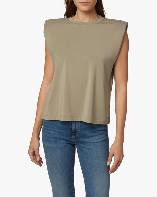 Sleeveless Shoulder-Pad Tee