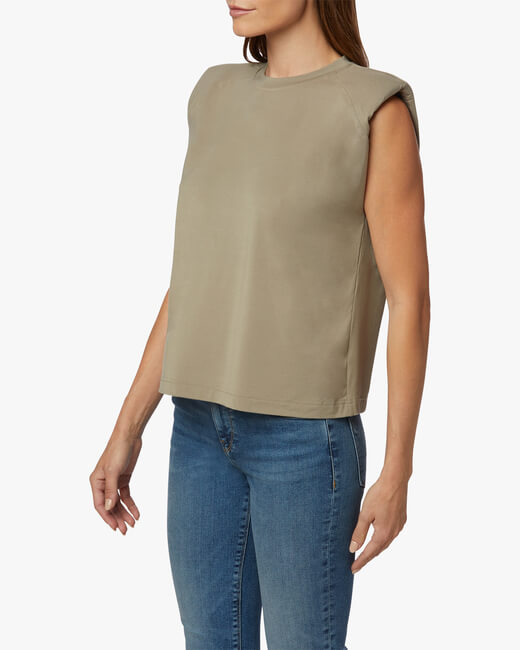 Sleeveless Shoulder-Pad Tee