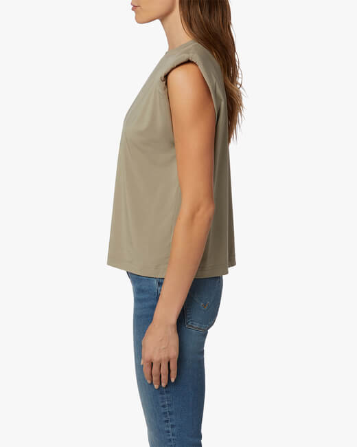 Sleeveless Shoulder-Pad Tee