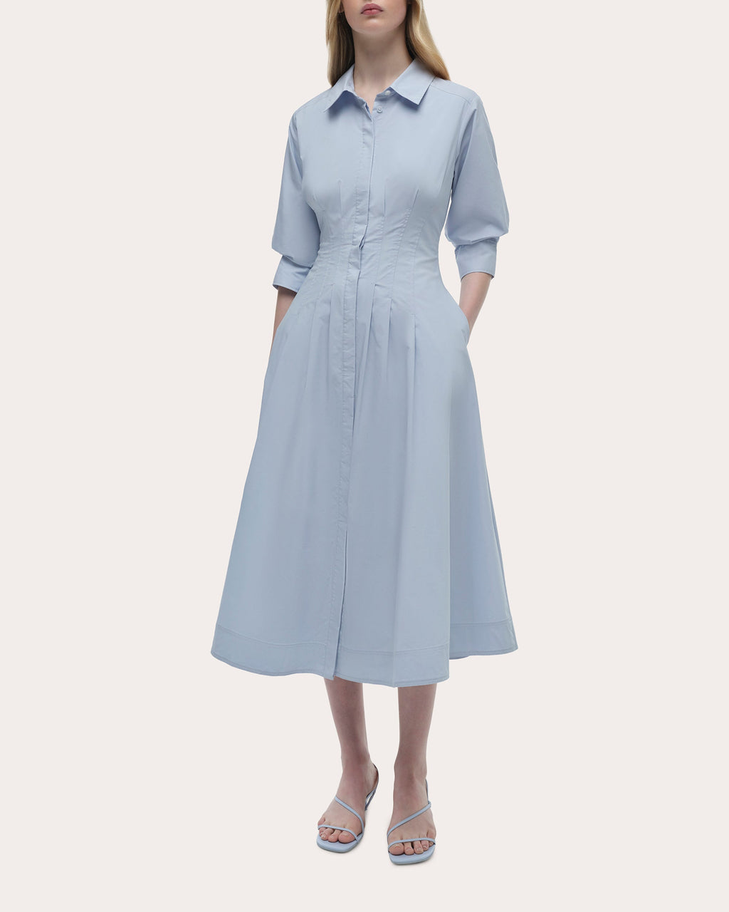 Jazz Poplin Pintuck Midi Dress