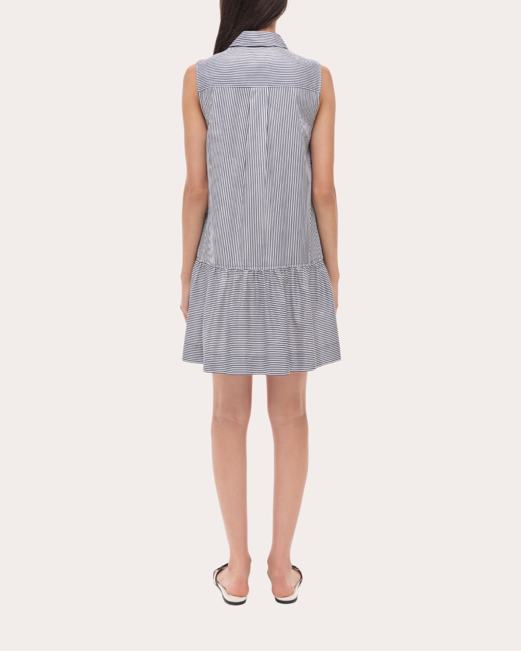 Candace Stripe Cotton Poplin Drop-Waist Shirt Dress