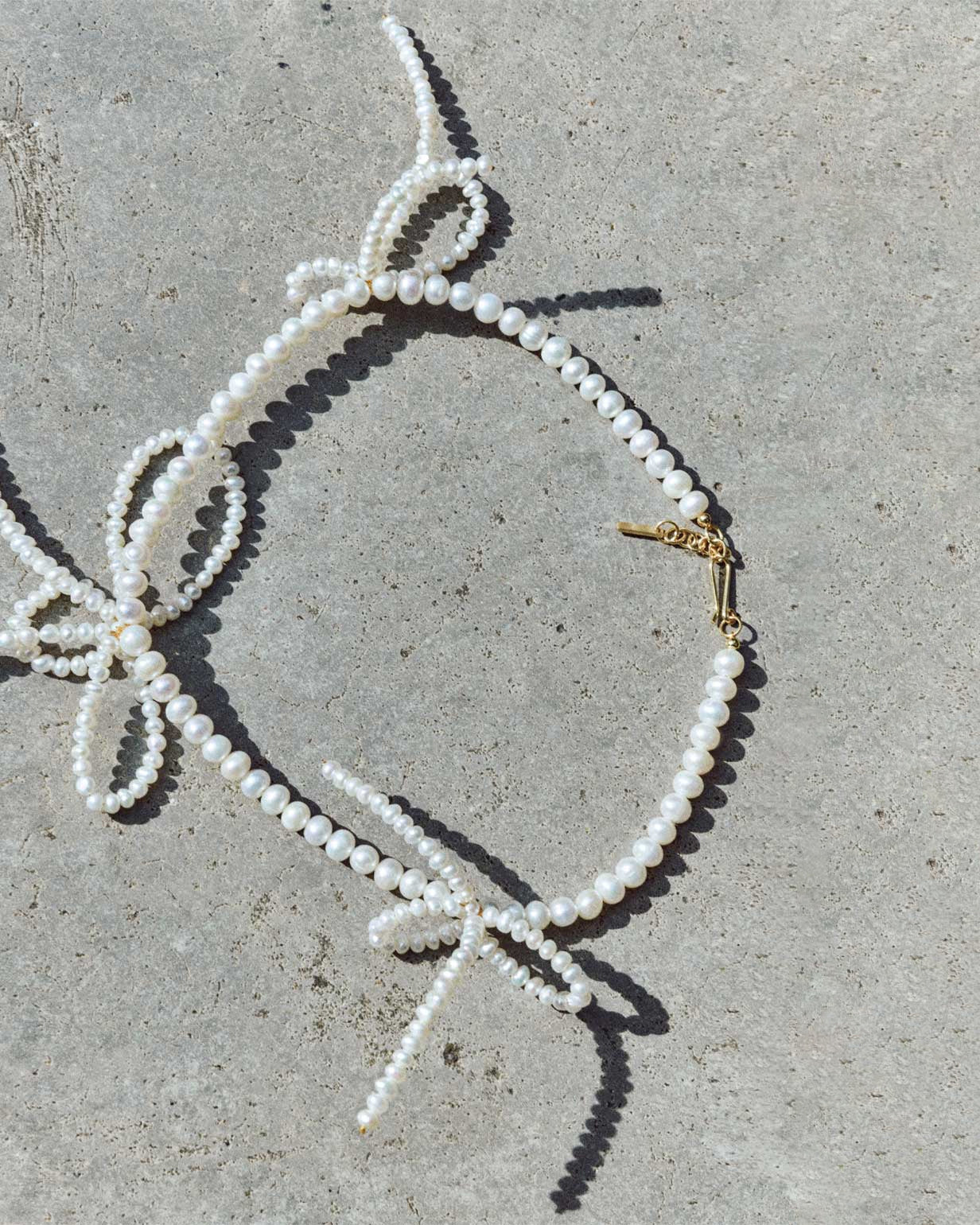 Ribbon Tied Freshwater Pearl Necklace