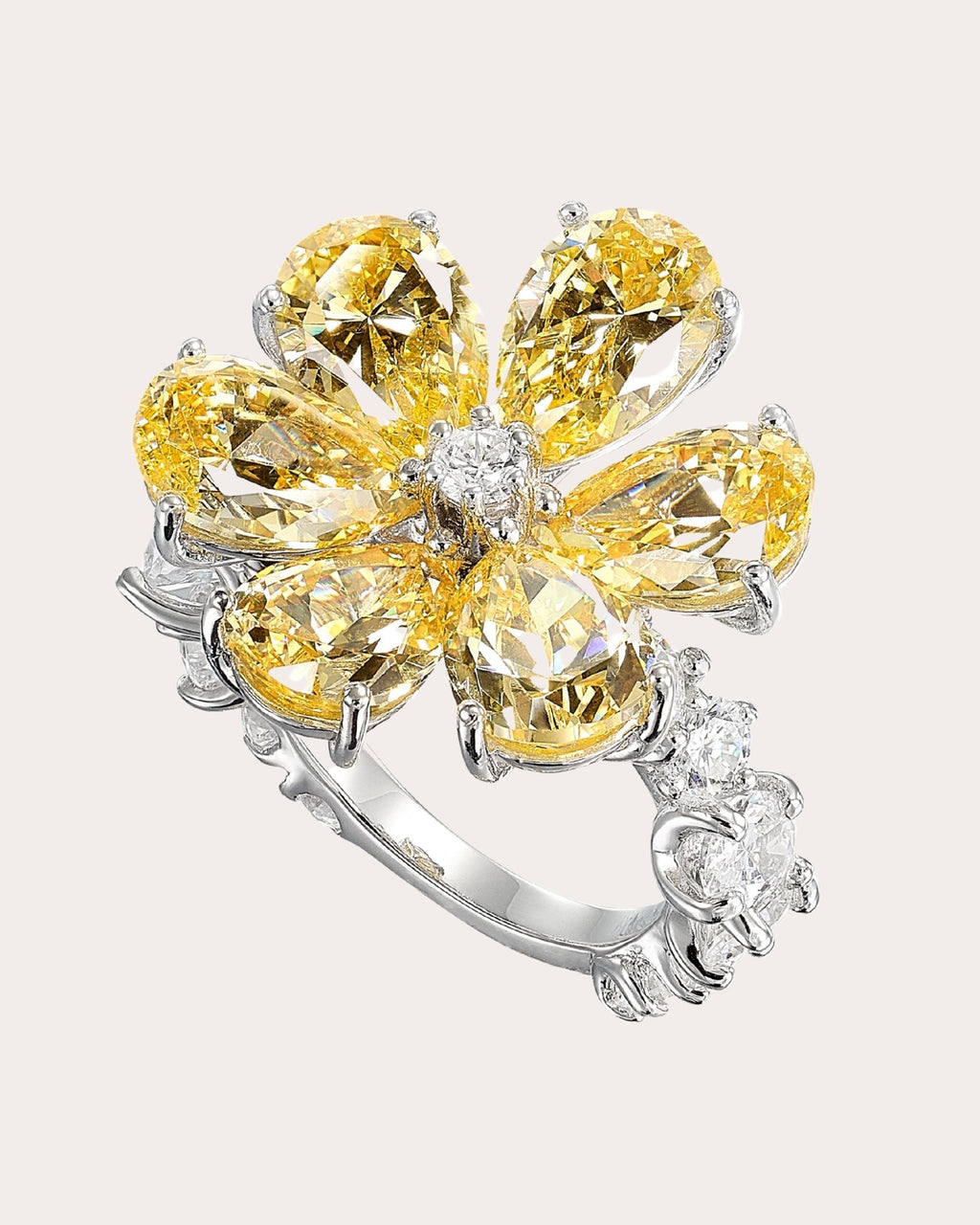 Marguerite 18K Gold and Rhodium Vermeil Lab-Grown Diamond Daisy Ring